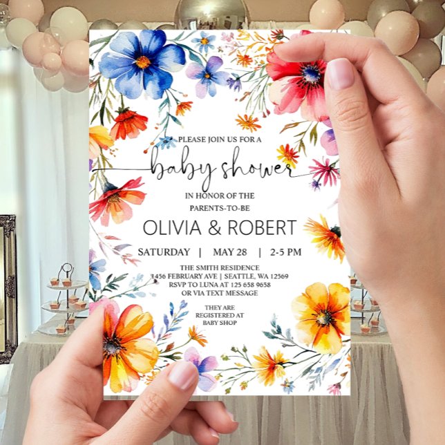 Summer Wildblumen Wreath Baby Dusche Einladung (Von Creator hochgeladen)