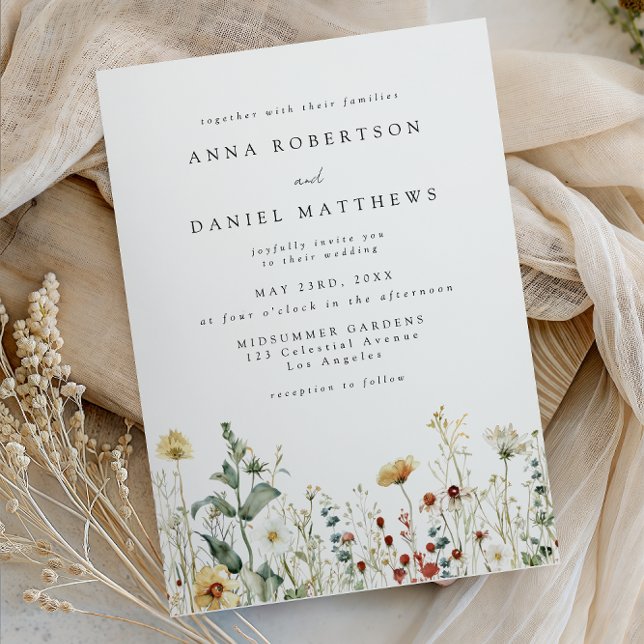 Summer Wildflower Field Wedding Invitation Einladung (Von Creator hochgeladen)