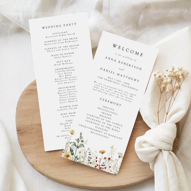 Summer Wildflower Field Wedding Programm (Von Creator hochgeladen)