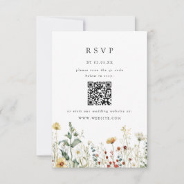 Summer Wildflower Field Wedding QR Code RSVP Card Karte