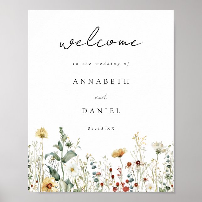 Summer Wildflower Field Wedding Welcome Poster (Vorne)