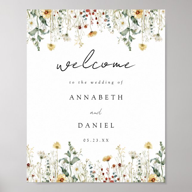 Summer Wildflower Field Wedding Welcome Poster (Vorne)