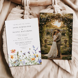 Summer Wildflower Garden Photo Wedding Invitation Einladung