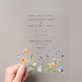 Summer Wildflower Garden Wedding Acryleinladungen