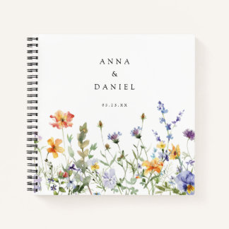 Summer Wildflower Garden Wedding Guest Book Notizbuch