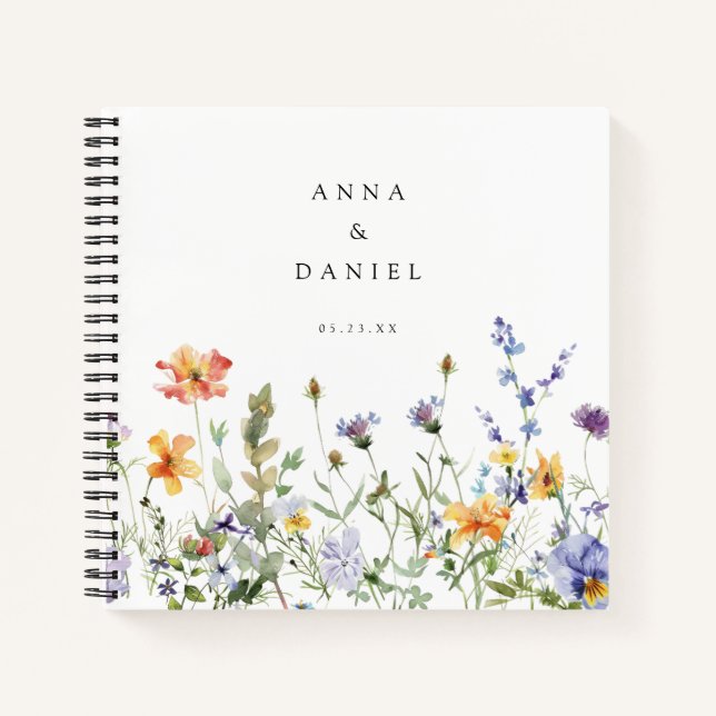 Summer Wildflower Garden Wedding Guest Book Notizbuch (Vorderseite)