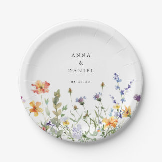 Summer Wildflower Garden Wedding Pappteller