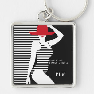 Summer Woman benutzerdefinierte Monogramm große Sc Schlüsselanhänger