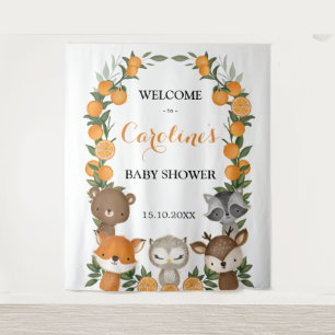 Summer Woodland Orange Citrus Baby Dusche Willkomm Wandteppich