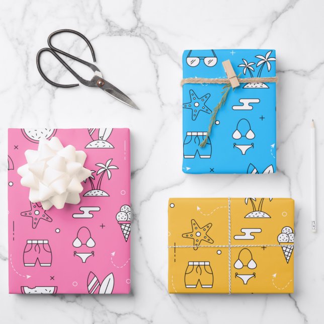 Summer Wrapping Paper Set Geschenkpapier Set (Vorderseite)