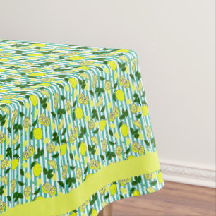 Summer Yellow and Sea Blue Lemon Frucht gestreift Tischdecke