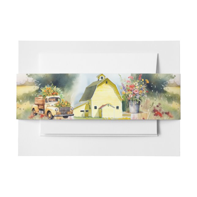 Summer Yellow Barn Einladung Bauchband Einladungsbanderole (Vorderseite Beispiel)