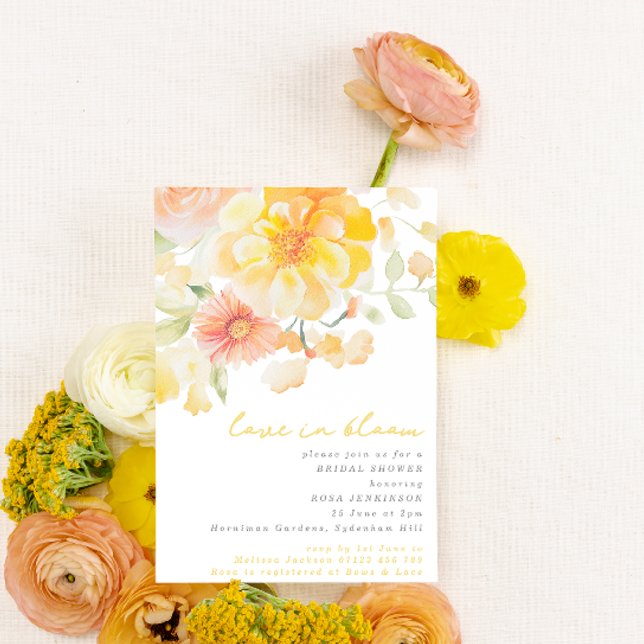 Summer Yellow Liebe in Bloom Floral Brautparty Einladung (Von Creator hochgeladen)