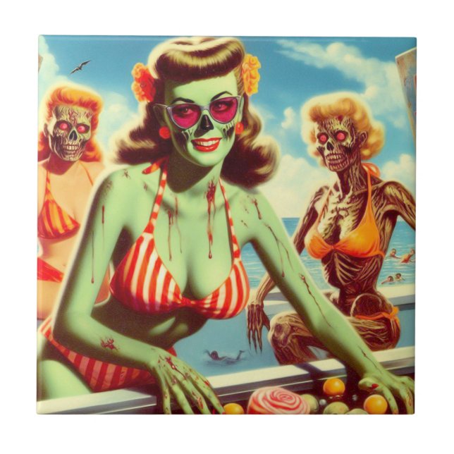 Summer Zombie-Button Fliese (Vorderseite)