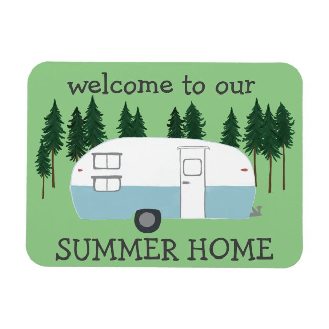 SUMMER ZUHAUSE Camper Trailer RVing Whimsical Magnet (Horizontal)