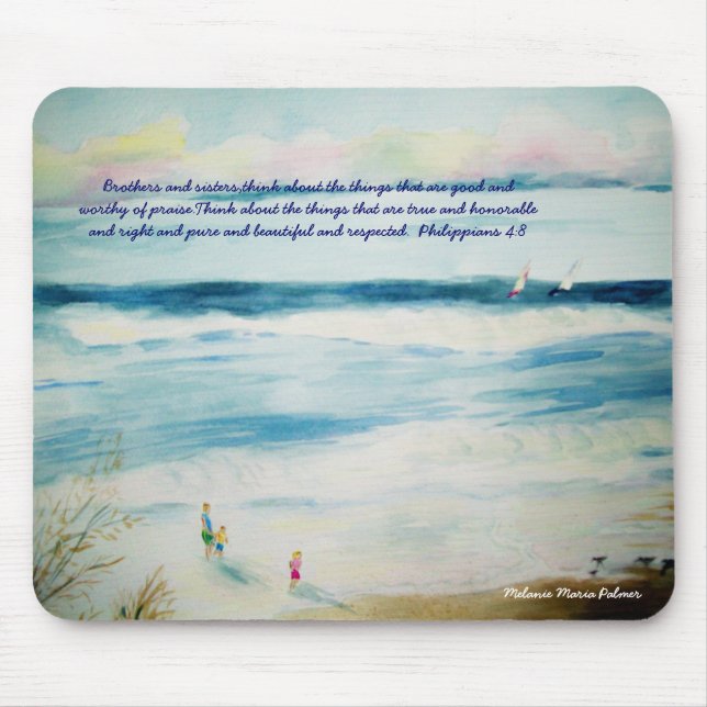 summerbeachwatercolor, Brüder und Schwestern, thi… Mousepad (Vorne)