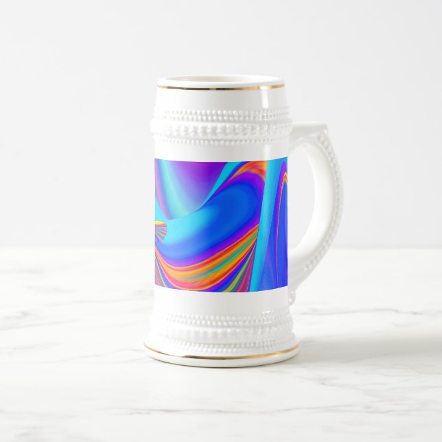 Summerfeeling , Abstrakt 3D Rainbowart Bierglas (VorderseiteRechts)