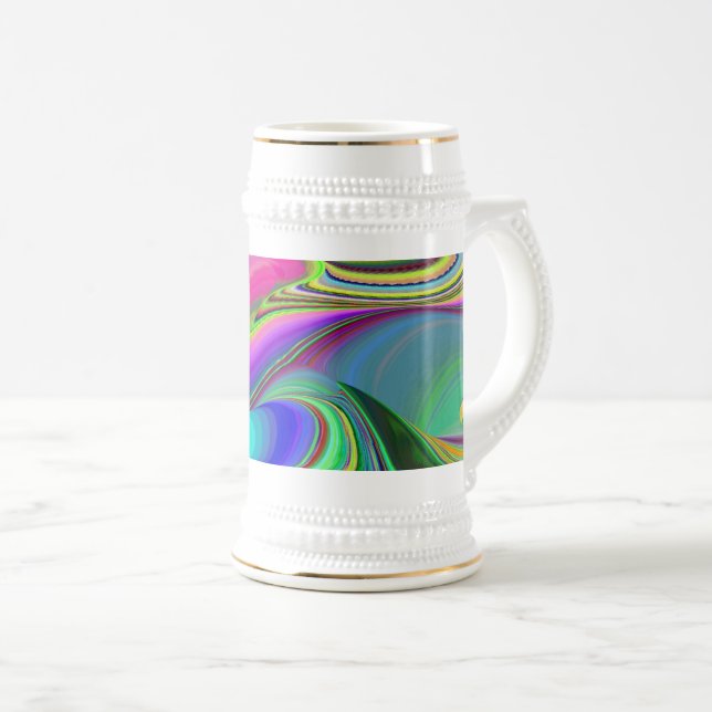 Summerfeeling , Abstrakt 3D Rainbowart Bierglas (VorderseiteRechts)