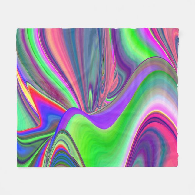 Summerfeeling , Abstrakt 3D Rainbowart Fleecedecke (Vorderseite (Horizontal))