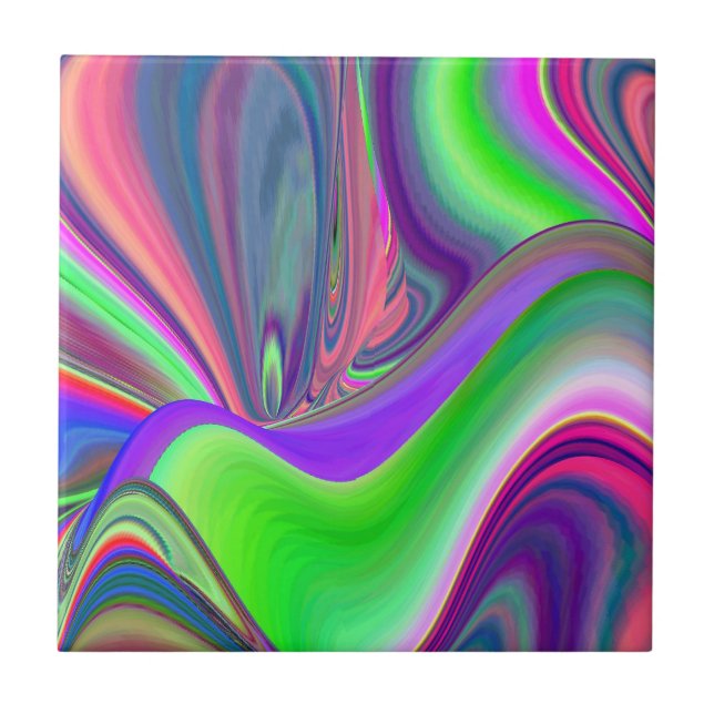 Summerfeeling , Abstrakt 3D Rainbowart Fliese (Vorderseite)