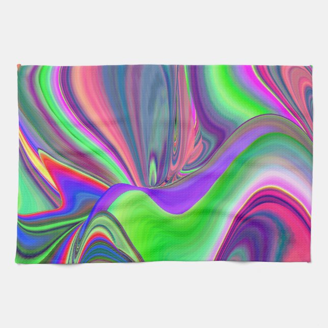 Summerfeeling , Abstrakt 3D Rainbowart Geschirrtuch (Horizontal)