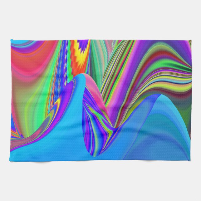 Summerfeeling , Abstrakt 3D Rainbowart Geschirrtuch (Horizontal)