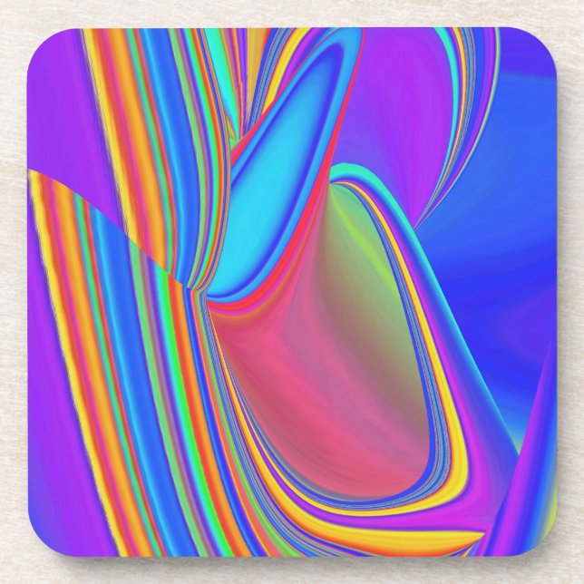 Summerfeeling , Abstrakt 3D Rainbowart Getränkeuntersetzer (Vorderseite)