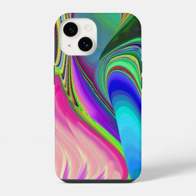 Summerfeeling , Abstrakt 3D Rainbowart iPhone 14 Hülle (Rückseite)