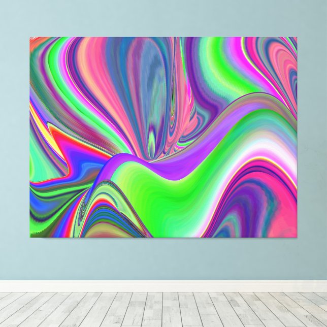 Summerfeeling , Abstrakt 3D Rainbowart Leinwanddruck (Insitu (Holzboden))
