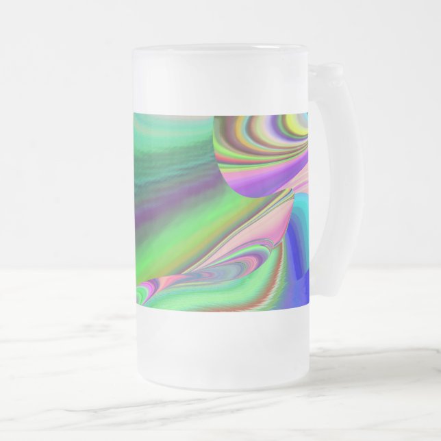 Summerfeeling , Abstrakt 3D Rainbowart Mattglas Bierglas (VorderseiteRechts)