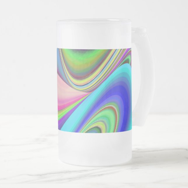 Summerfeeling , Abstrakt 3D Rainbowart Mattglas Bierglas (VorderseiteRechts)