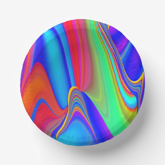 Summerfeeling , Abstrakt 3D Rainbowart Pappteller (Vorderseite)