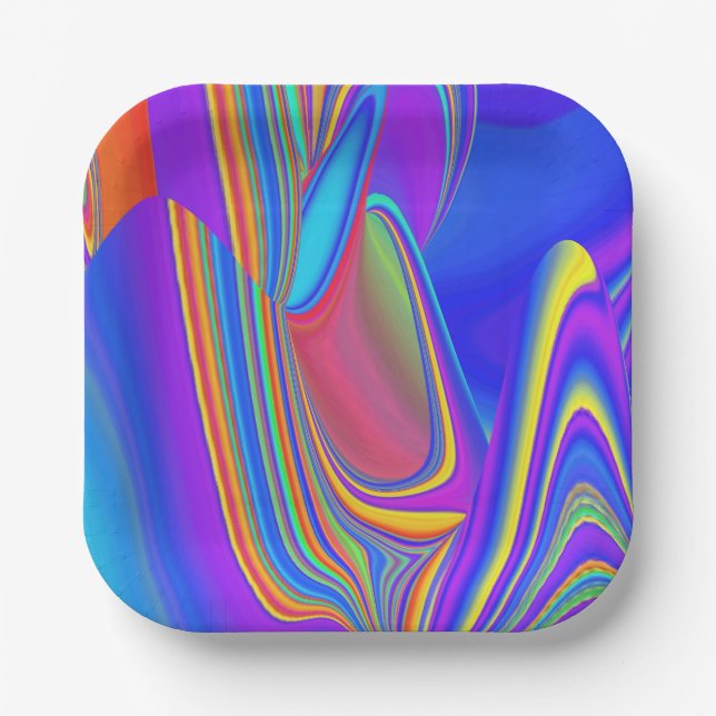 Summerfeeling , Abstrakt 3D Rainbowart Pappteller (Vorderseite)