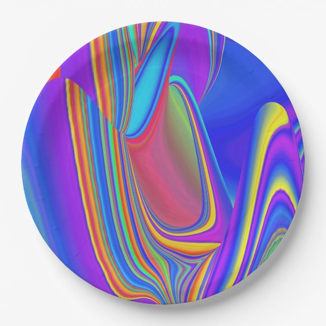 Summerfeeling , Abstrakt 3D Rainbowart Pappteller (Vorderseite)
