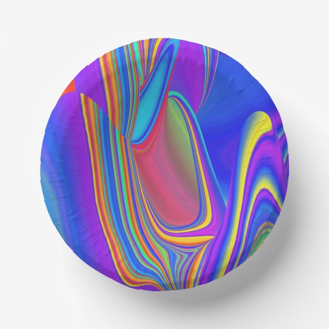 Summerfeeling , Abstrakt 3D Rainbowart Pappteller (Vorderseite)