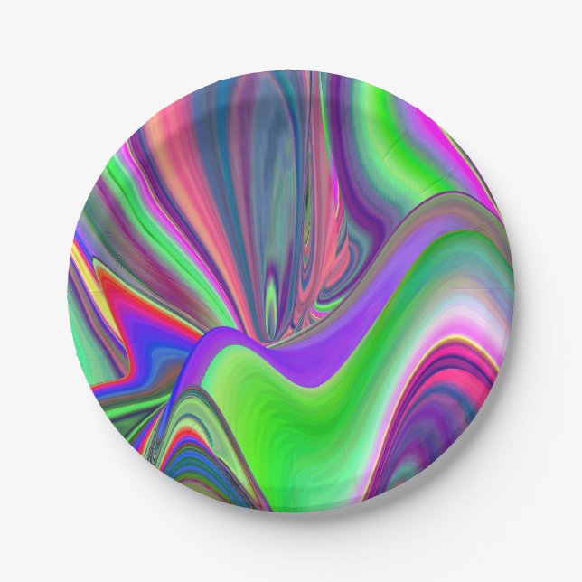Summerfeeling , Abstrakt 3D Rainbowart Pappteller (Vorderseite)