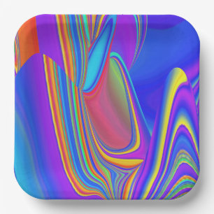 Summerfeeling , Abstrakt 3D Rainbowart Pappteller