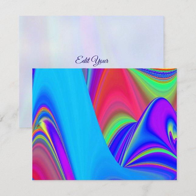 Summerfeeling , Abstrakt 3D Rainbowart RSVP Karte (Vorne/Hinten)