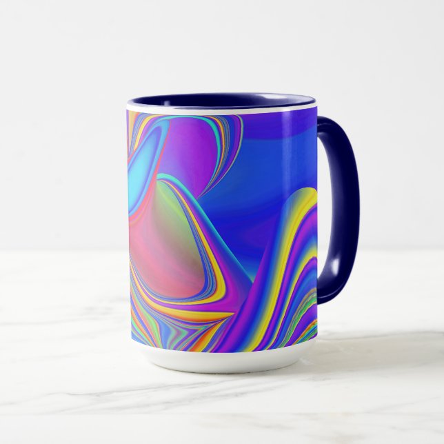 Summerfeeling , Abstrakt 3D Rainbowart Tasse (VorderseiteRechts)