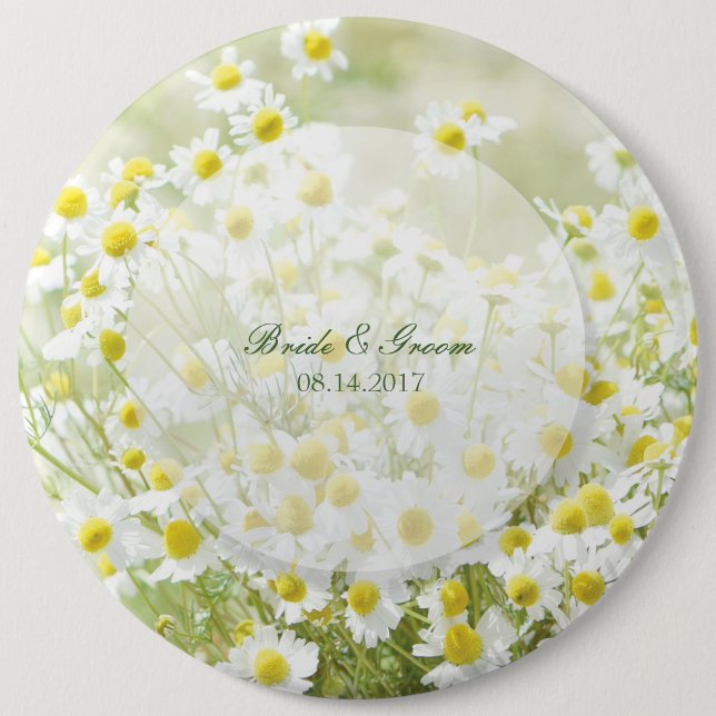 Summerfield Daisies Chamomile Blume Floral Wedding Button (Vorderseite)