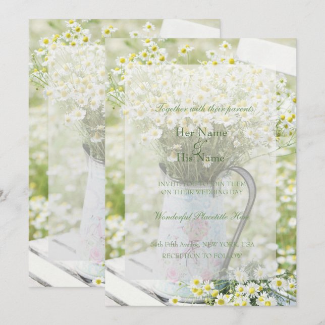 Summerfield Daisies Chamomile Blume Wedding Einladung (Vorne/Hinten)