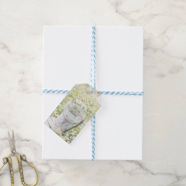Summerfield Daisies Daisy Blume Wedding Vielen Dan Geschenkanhänger (Mit Garn)