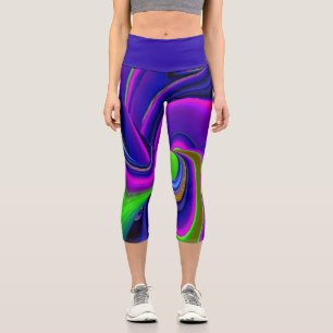 Summerrainbow , Abstrakt 3D Rainbowart Capri Leggings