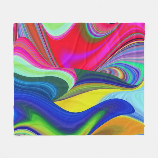 Summerrainbow , Abstrakt 3D Rainbowart Fleecedecke (Vorderseite (Horizontal))