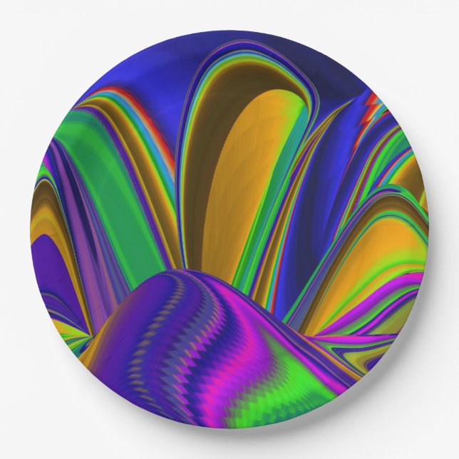 Summerrainbow , Abstrakt 3D Rainbowart Pappteller (Vorderseite)