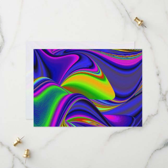 Summerrainbow , Abstrakt 3D Rainbowart Save The Date (Vorderseite/Rückseite Beispiel)