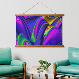 Summerrainbow , Abstrakt 3D Rainbowart Wandteppich Mit Holzrahmen