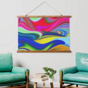 Summerrainbow , Abstrakt 3D Rainbowart Wandteppich Mit Holzrahmen