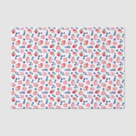 Summerred White Blue Strawberries Blueberries Seidenpapier