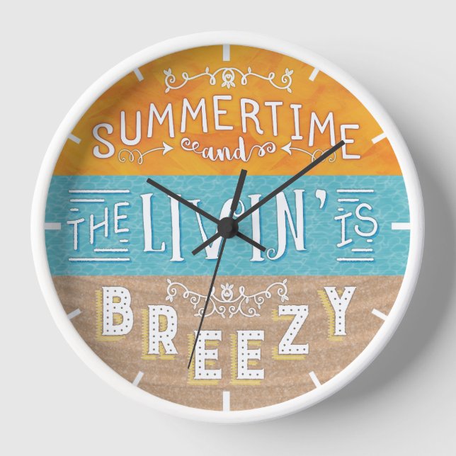 Summertime Beach House Livin Breezy Nautic Niedlic Uhr (Vorderseite)
